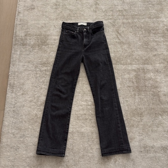 JEANERICA / KHAITE Danielle Eiffel Black Straight Leg Jeans (24) - Picture 4 of 6